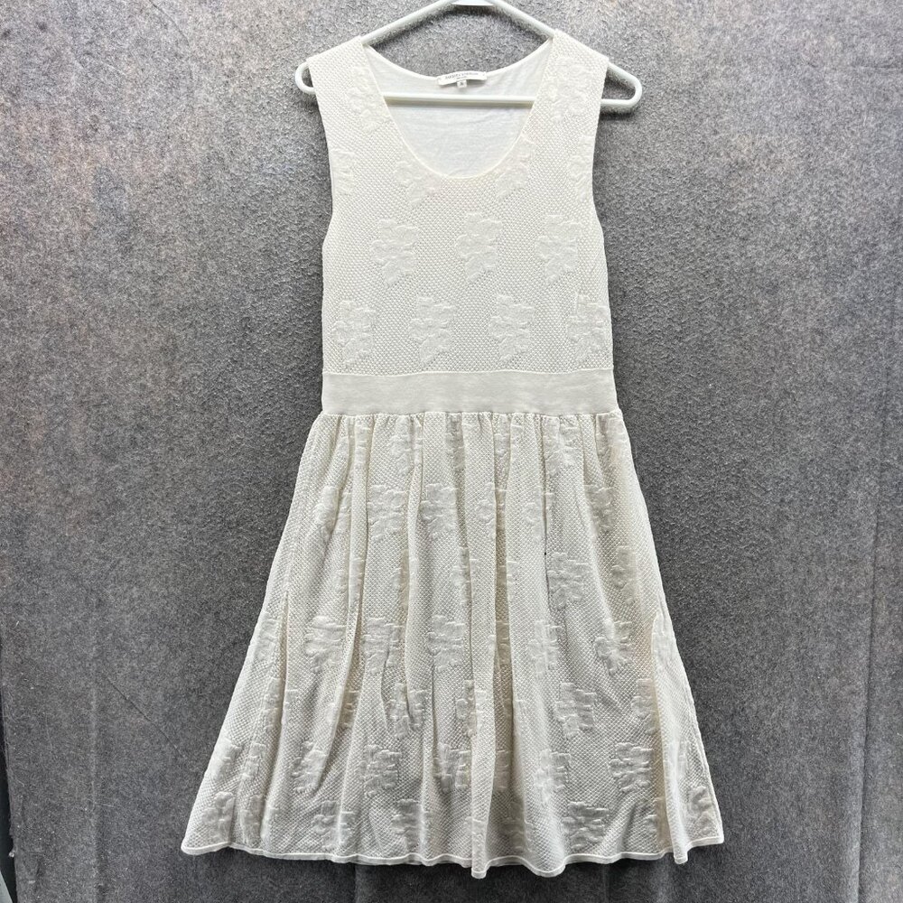 Barbara Lohmann Dress Womens 36 White Floral Knit Sleeveless Fit & Flare Short